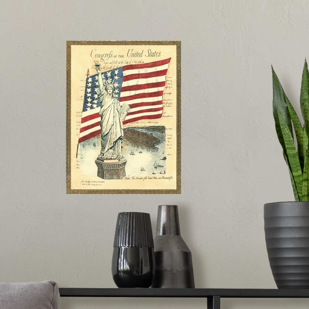 A modern room featuring Proud to be an American I