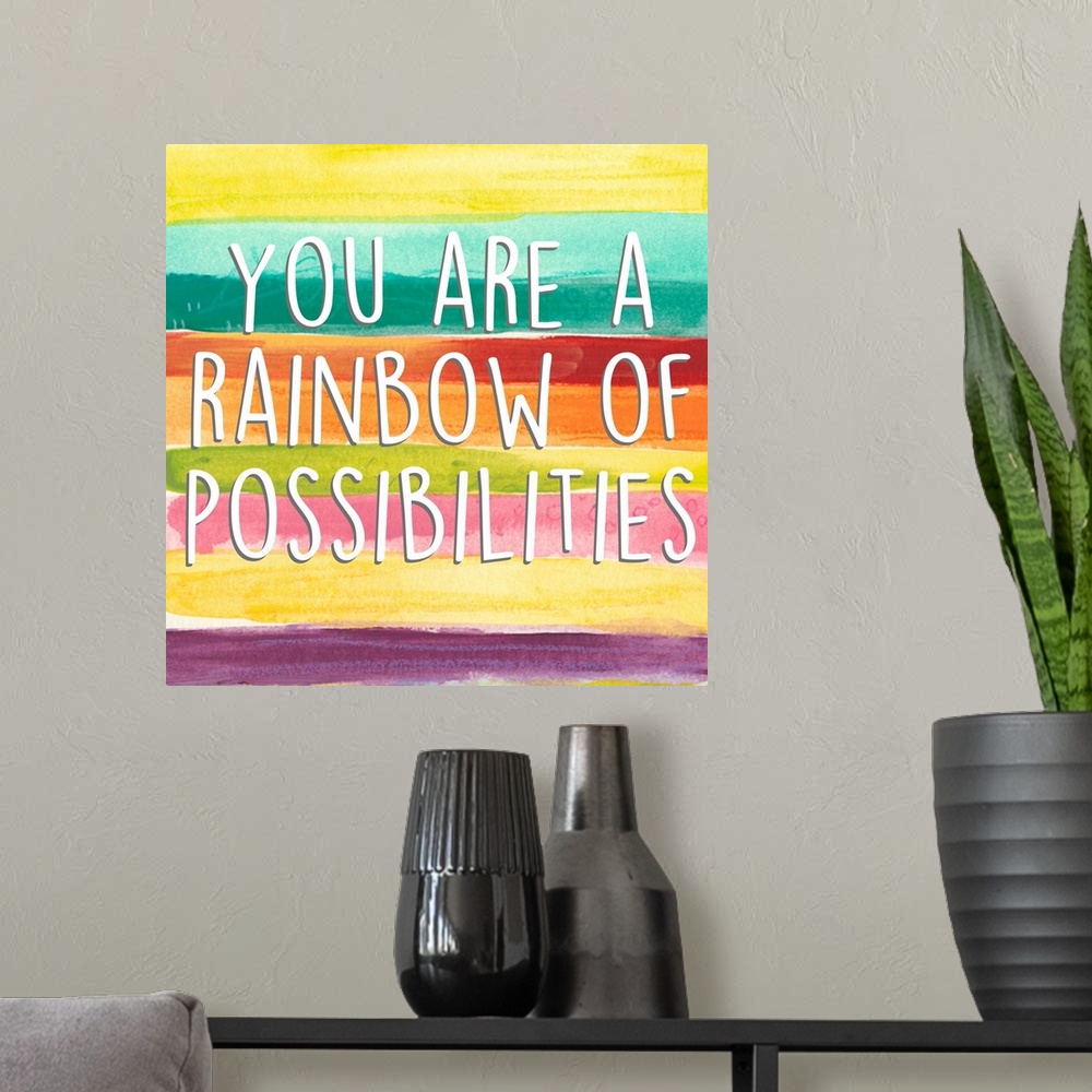 A modern room featuring Rainbow Of Possibilities II