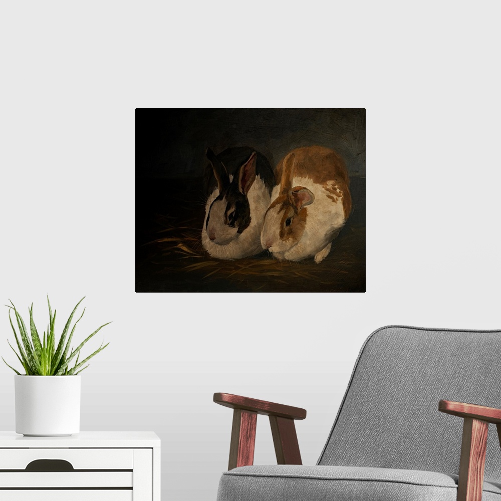 A modern room featuring Resting Bunny Rabbit IV
