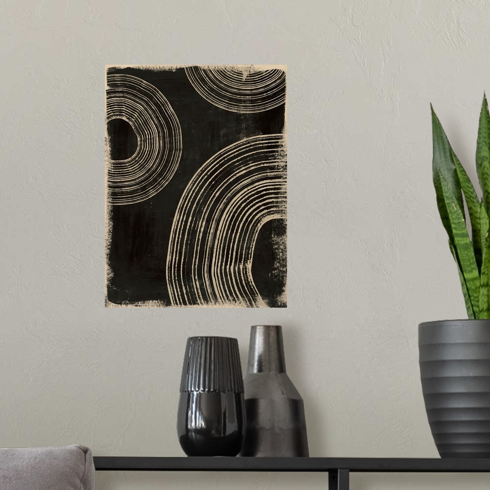 A modern room featuring Rings On Charcoal II