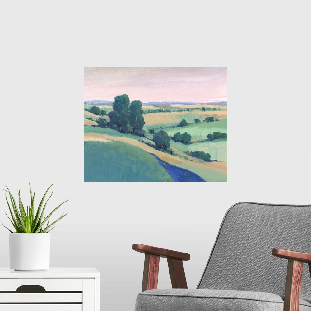 A modern room featuring Rolling Countryside II
