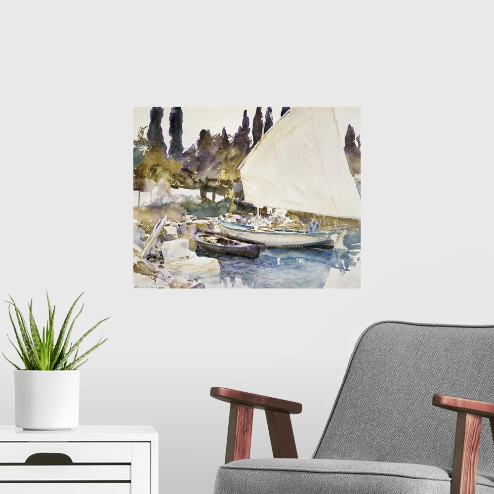 A modern room featuring Sargent Mountainous Landscapes VII