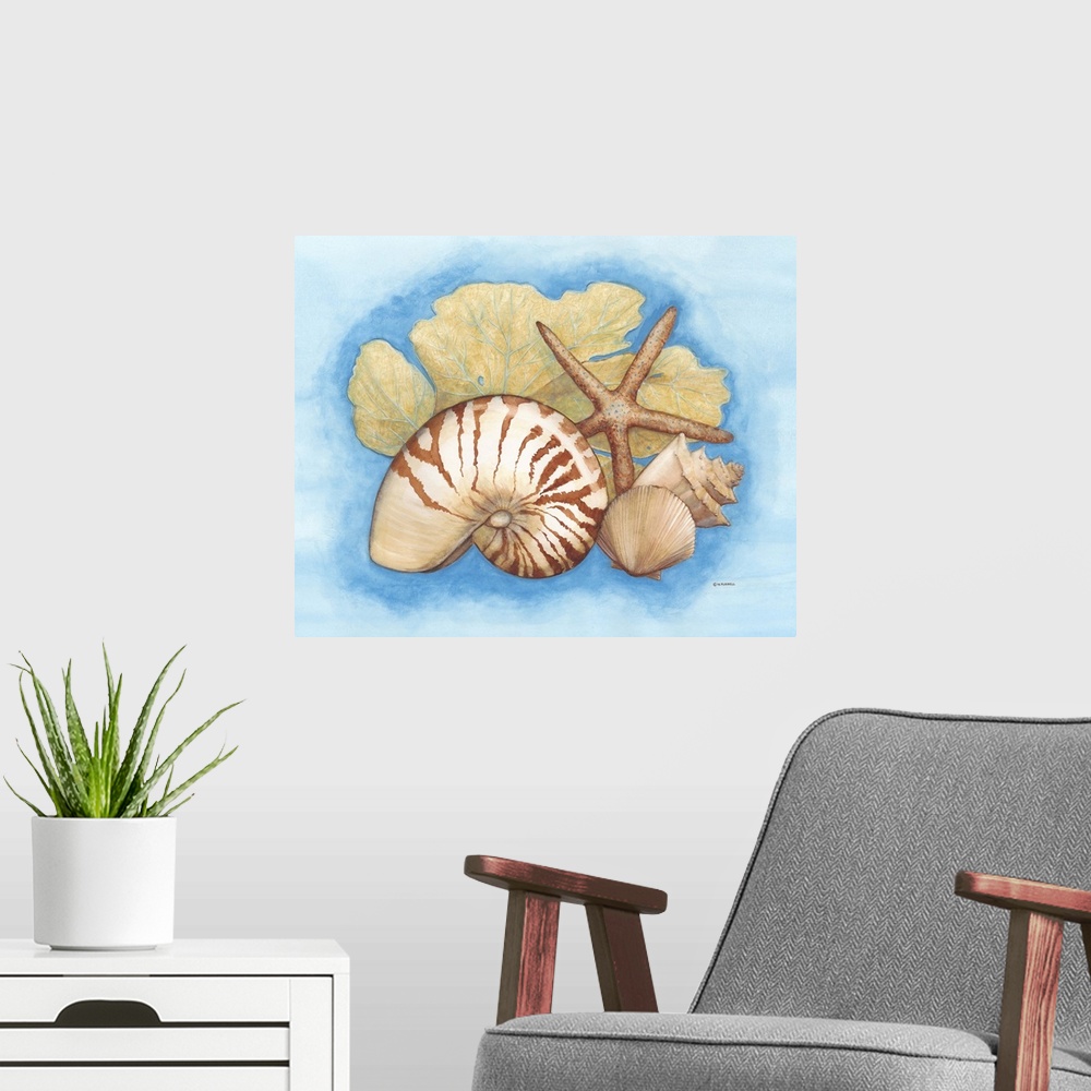 A modern room featuring Seashells and Seafan I