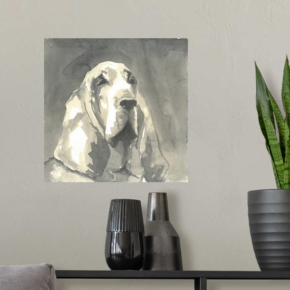 A modern room featuring Sepia Modern Dog II