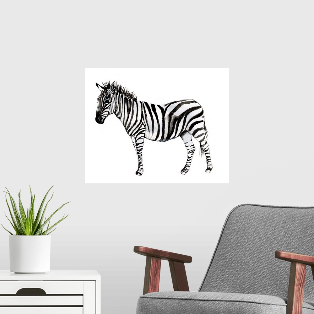 A modern room featuring Standing Zebra II