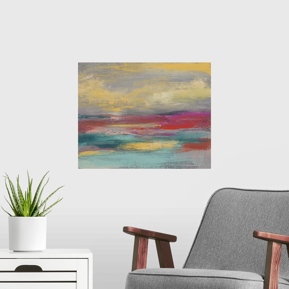 A modern room featuring Sunset Study I