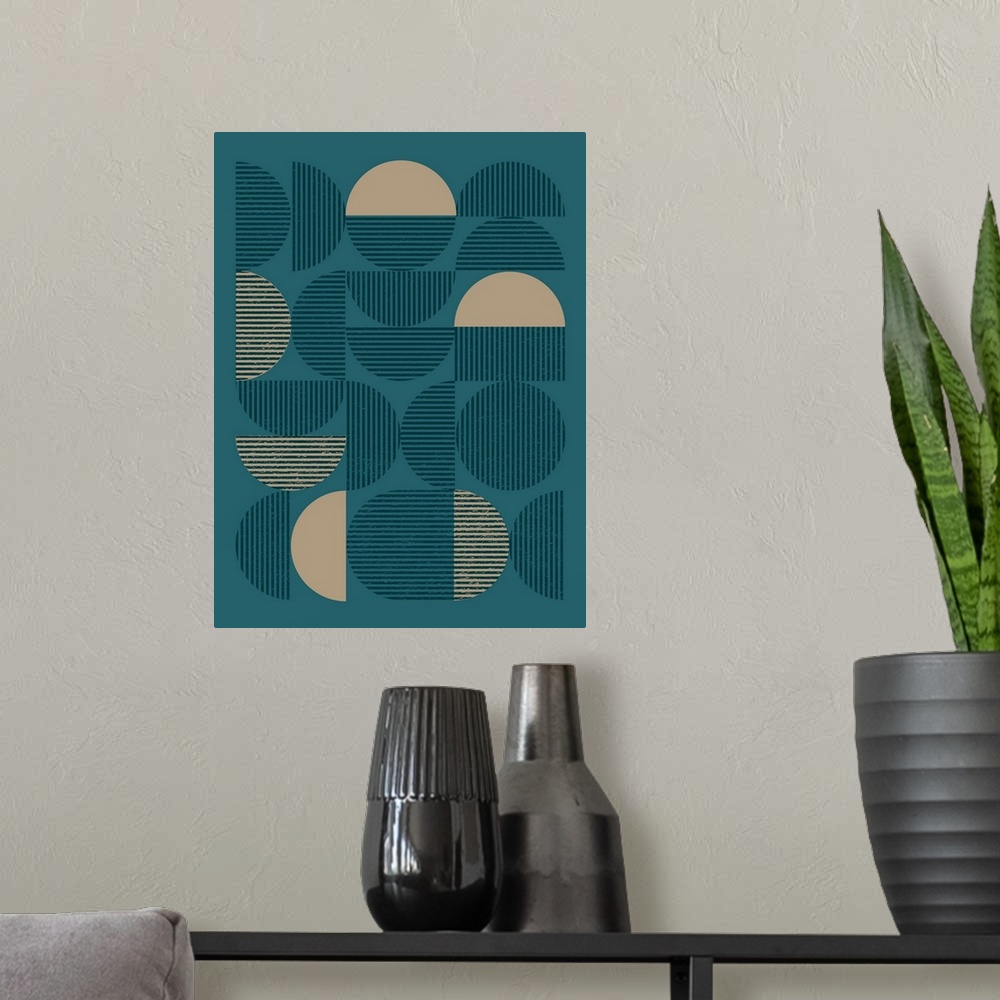 A modern room featuring Teal Sand Geo I