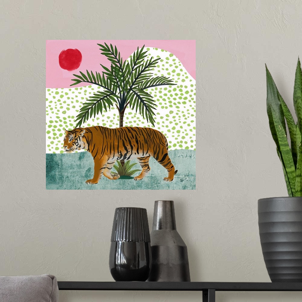 A modern room featuring Tiger at Sunrise II