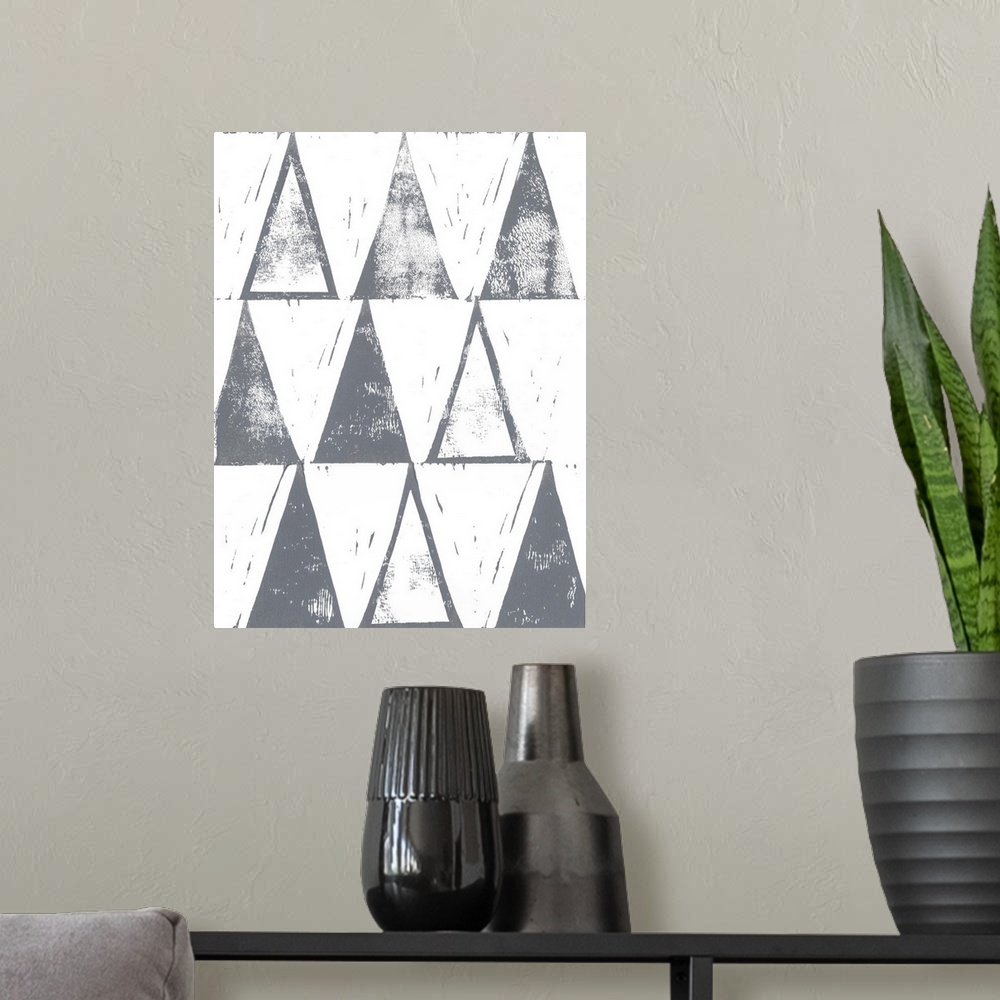 A modern room featuring Triangle Block Print I