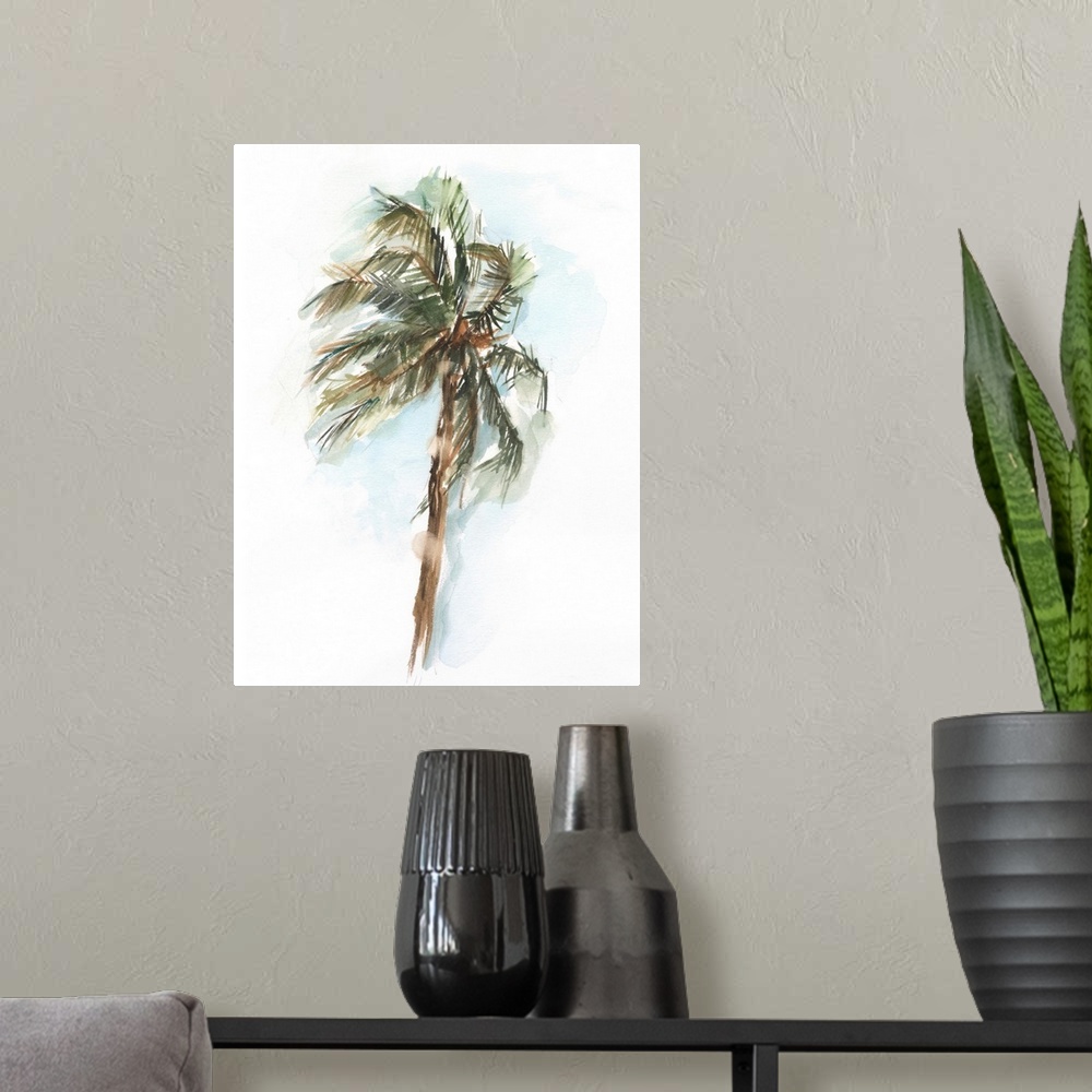 A modern room featuring Watercolor Palm Study II