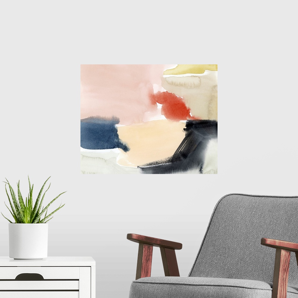 A modern room featuring Watercolor Playground II