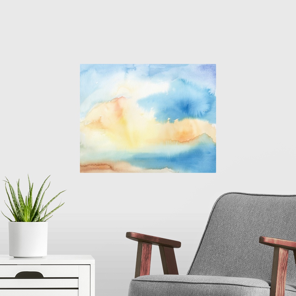 A modern room featuring Watercolor Sky I
