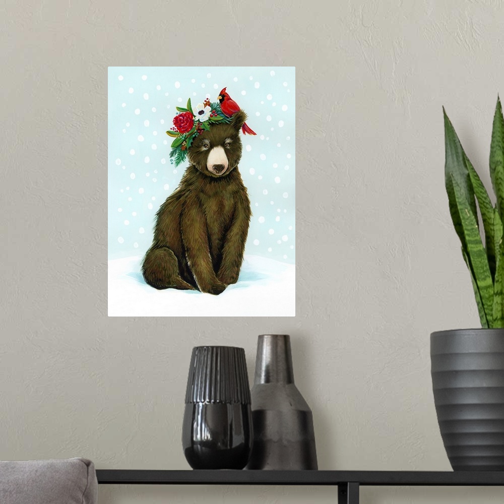 A modern room featuring Winter Woodland Creatures With Cardinals I