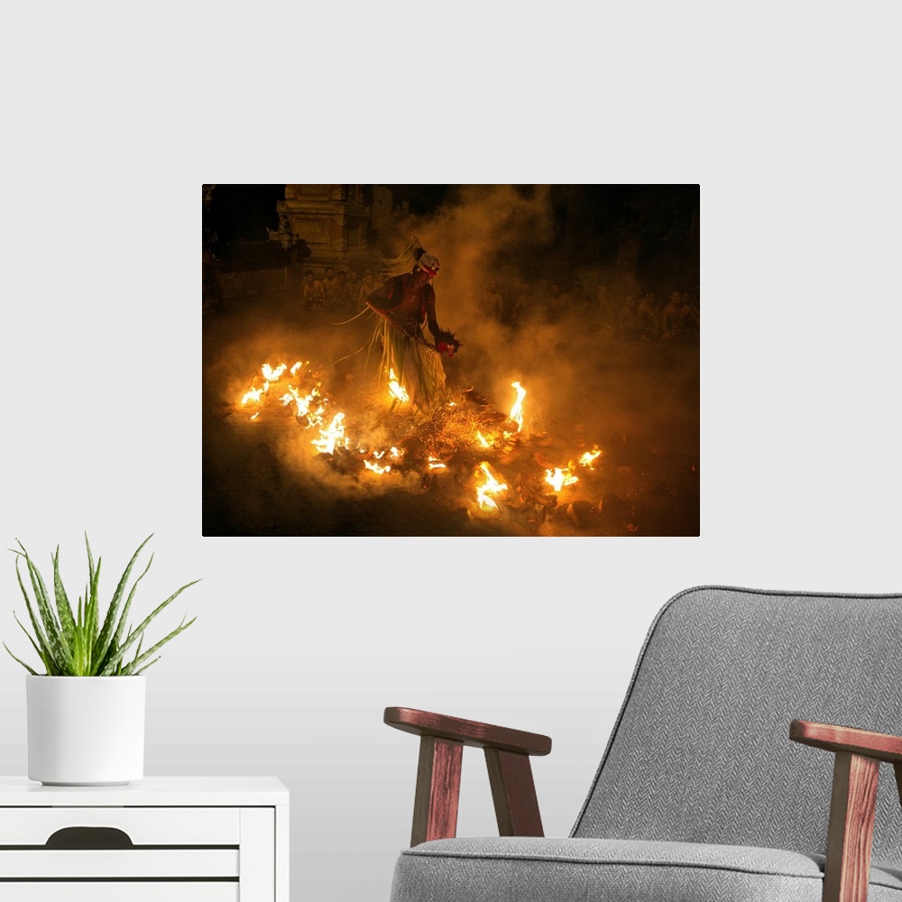 A modern room featuring Fire Dancer