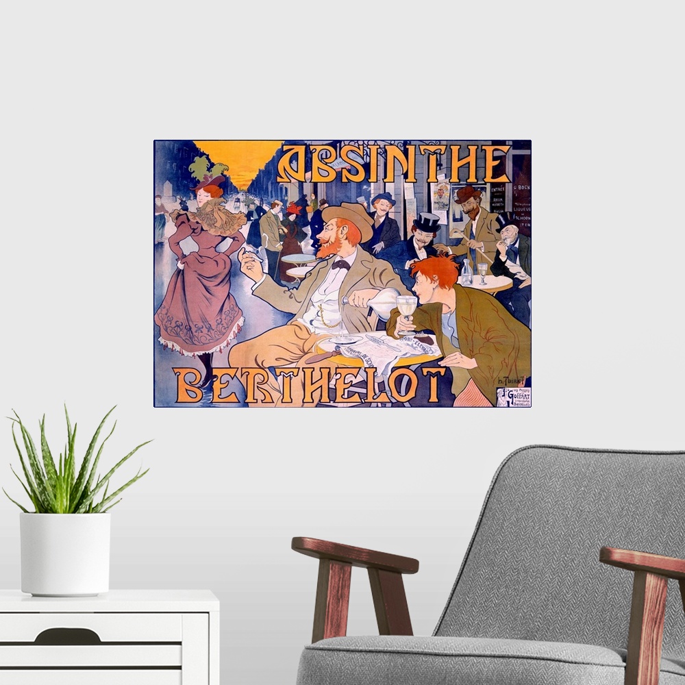 A modern room featuring Absinthe Berthelot, Vintage Poster, by Thiriet