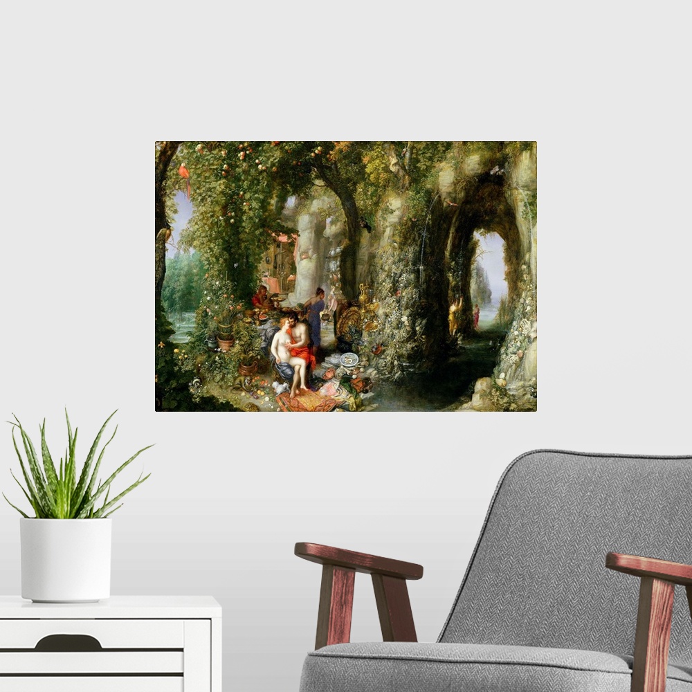 A modern room featuring A Fantastic cave with Odysseus and Calypso
