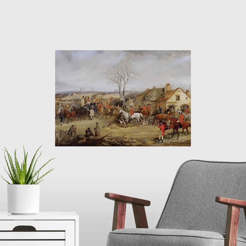 A modern room featuring XYC157037 Hunting Scene, The Meet (oil on canvas) by Alken, Henry Thomas (1785-1851); Yale Center...