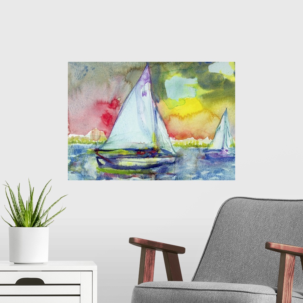 A modern room featuring Sailboat Evening