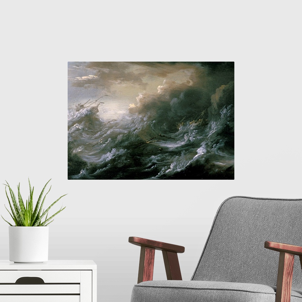 A modern room featuring Sea storm and shipwreck