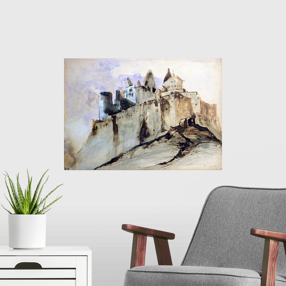 A modern room featuring Victor Hugo was exiled in Vianden, Luxembourg;