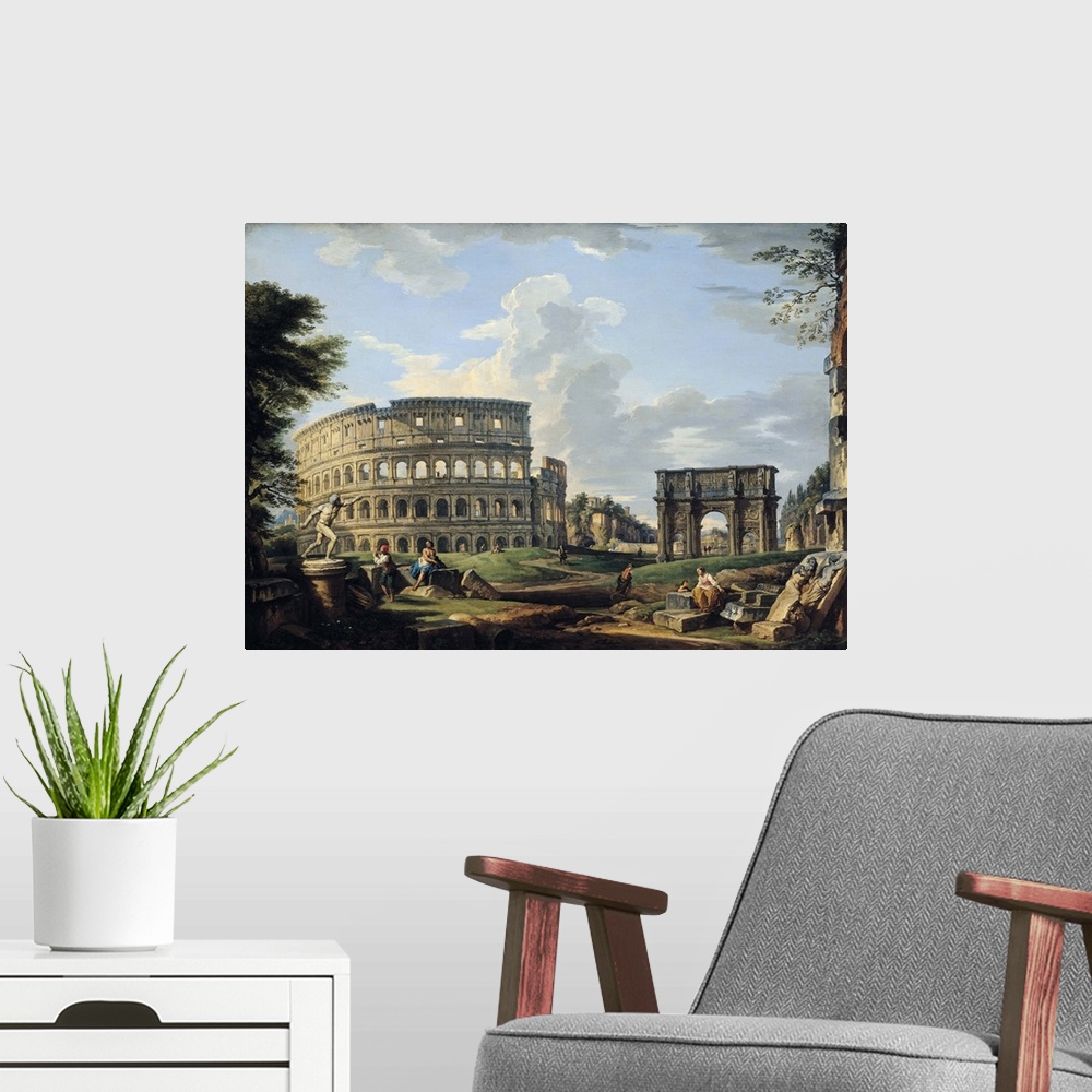 A modern room featuring Le Colisee et l'Arc de Constantin;