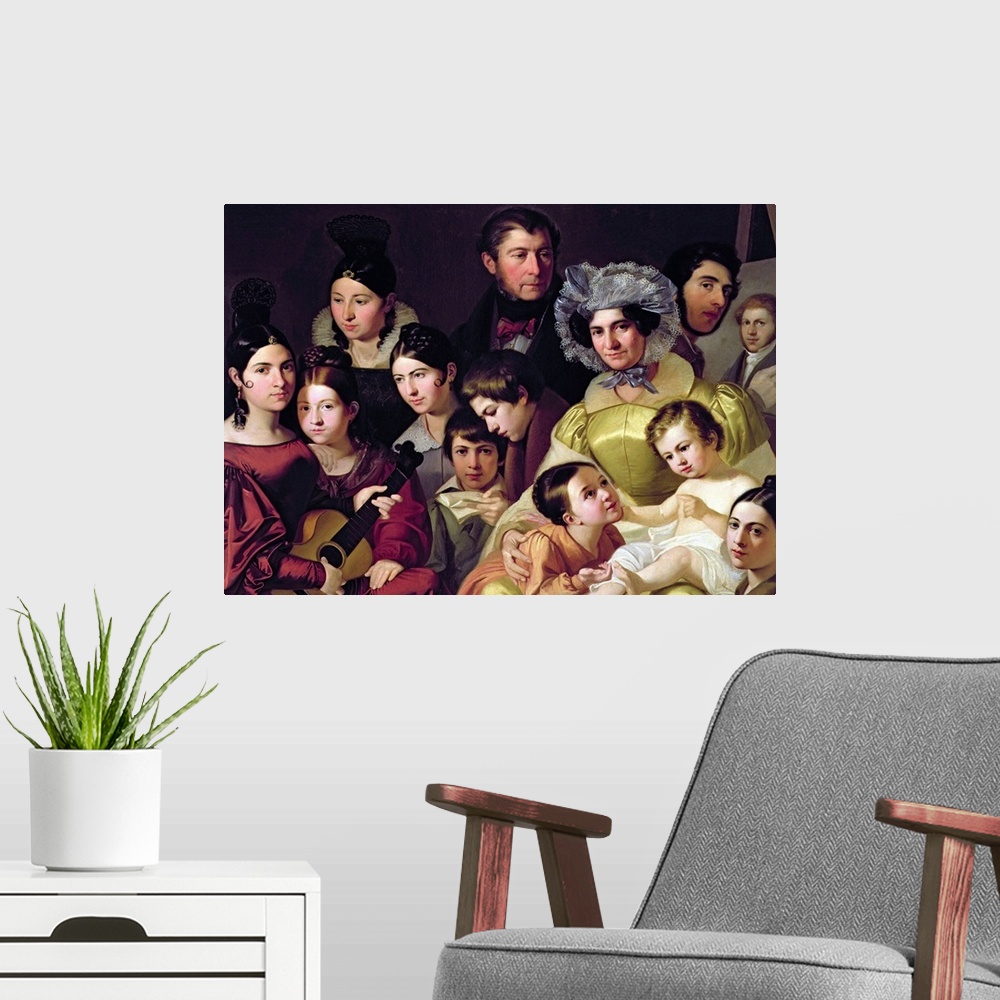 A modern room featuring XAL156813 The Malatesta Family, 1835 (oil on canvas) by Malatesta or Malatesti, Adeodato (1806-91...