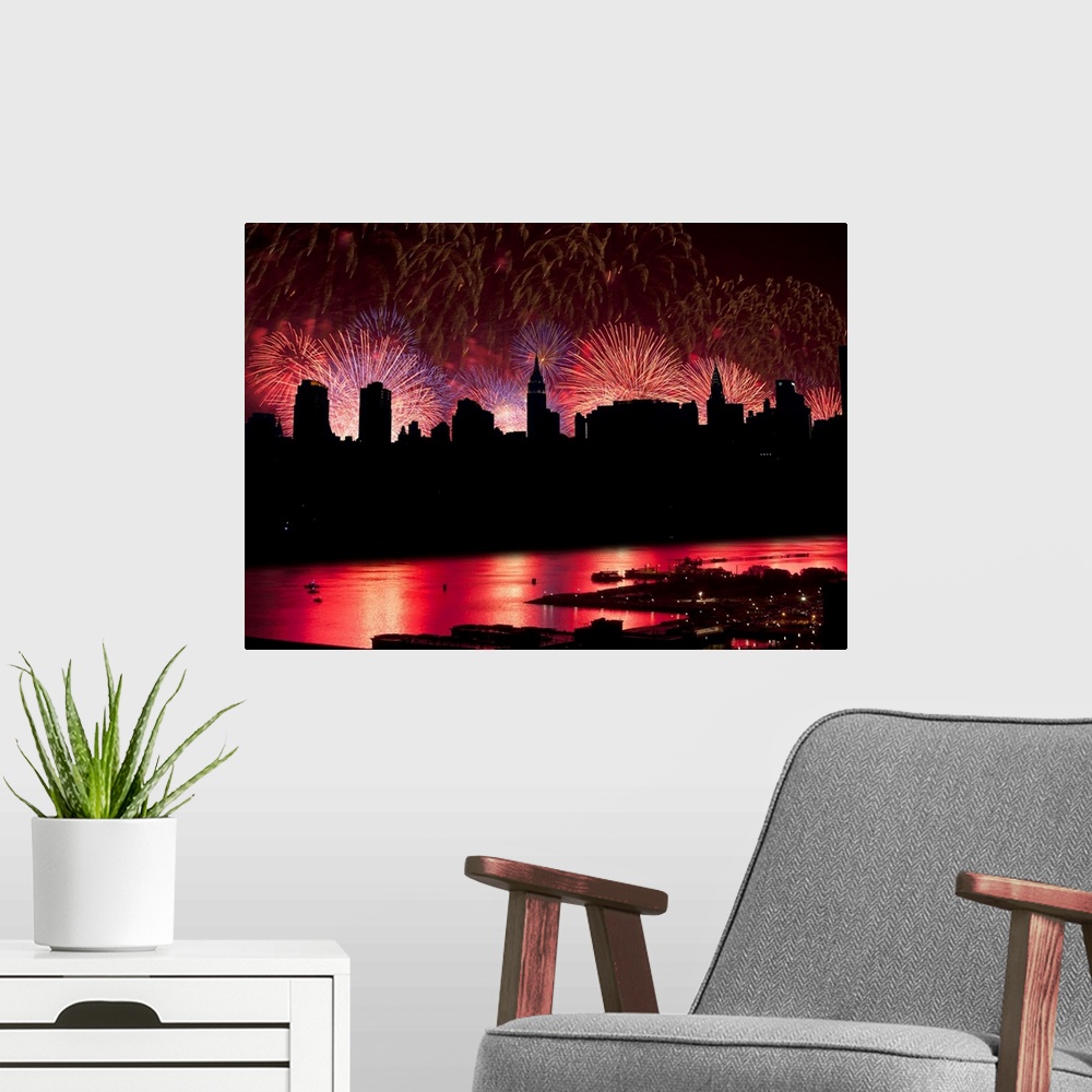 A modern room featuring New York, New York City, July 4th, Fireworks