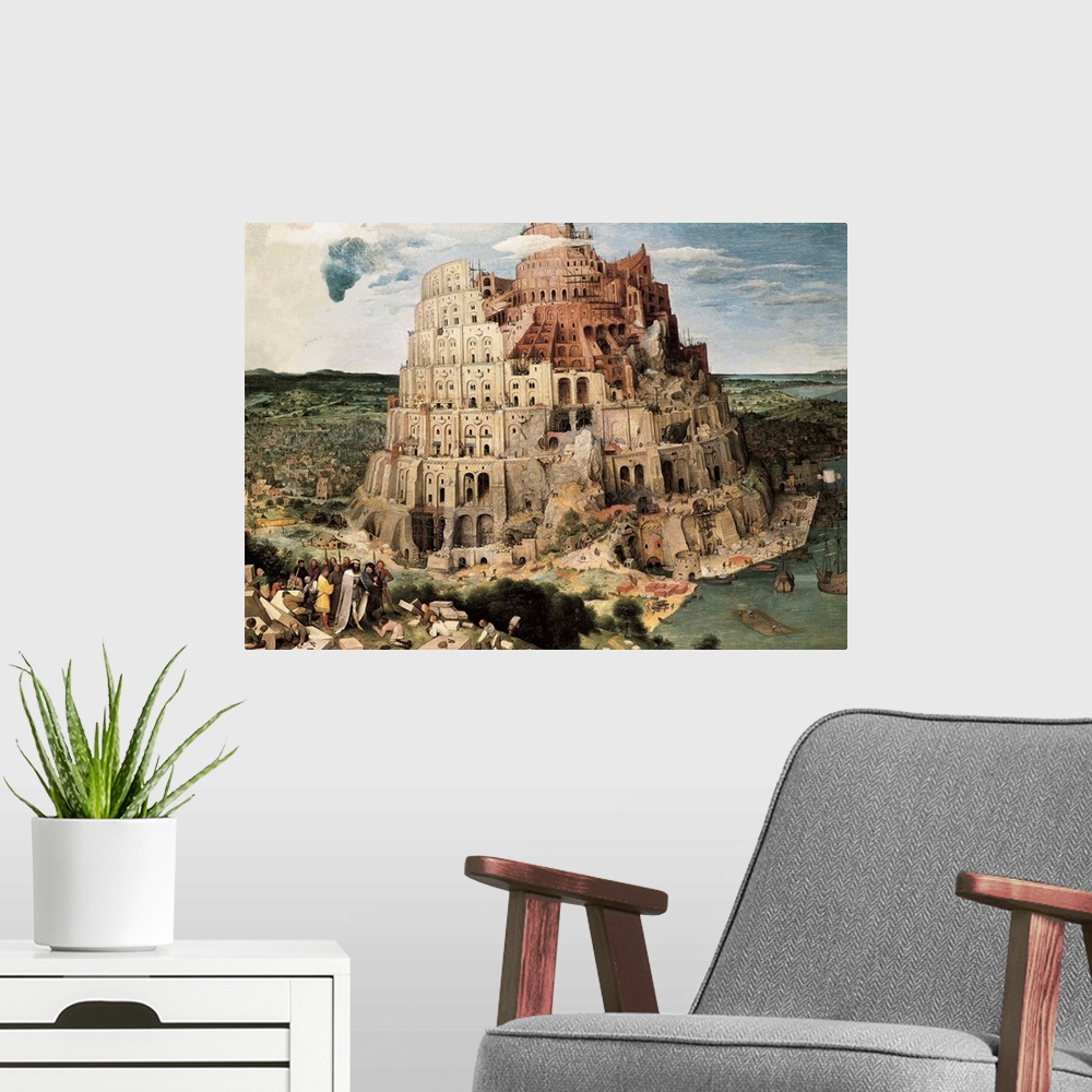 A modern room featuring The Tower of Babel