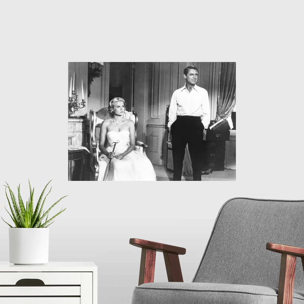 A modern room featuring To Catch A Thief, From Left: Grace Kelly, Cary Grant, 1955.