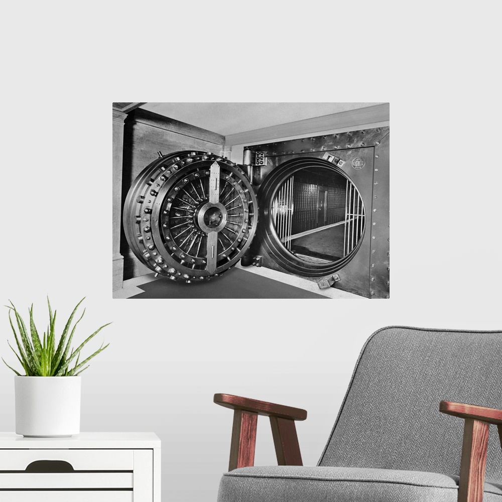 A modern room featuring Bank Vault Of Midland Bank