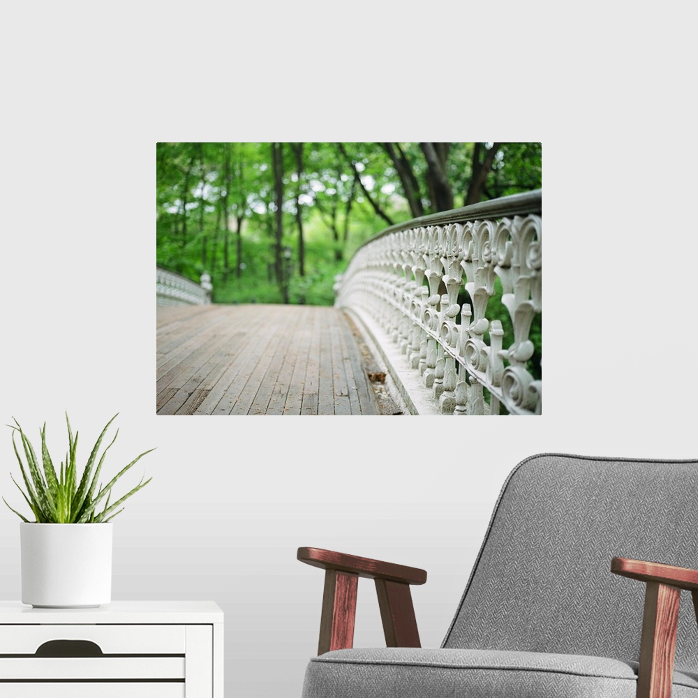 A modern room featuring Ornamental Bridge railings, Central Park, Manhattan, New York