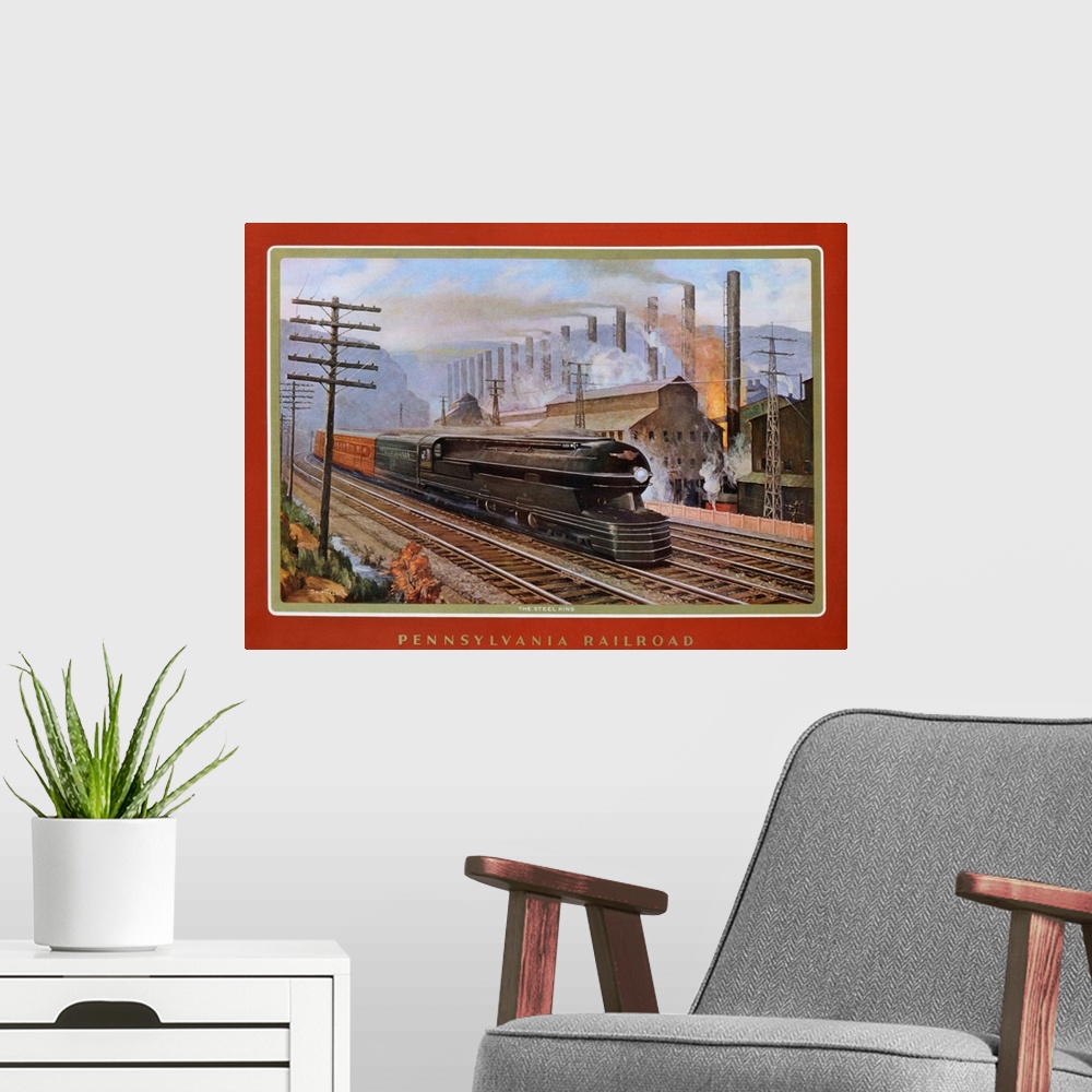 A modern room featuring Pennsylvania Railroad, The Steel King By Grif Teller