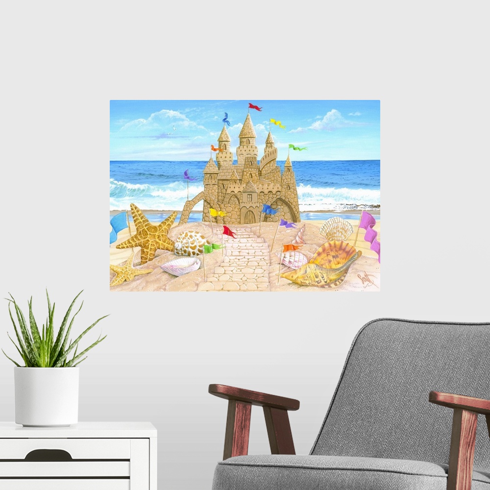 A modern room featuring Sand Castle