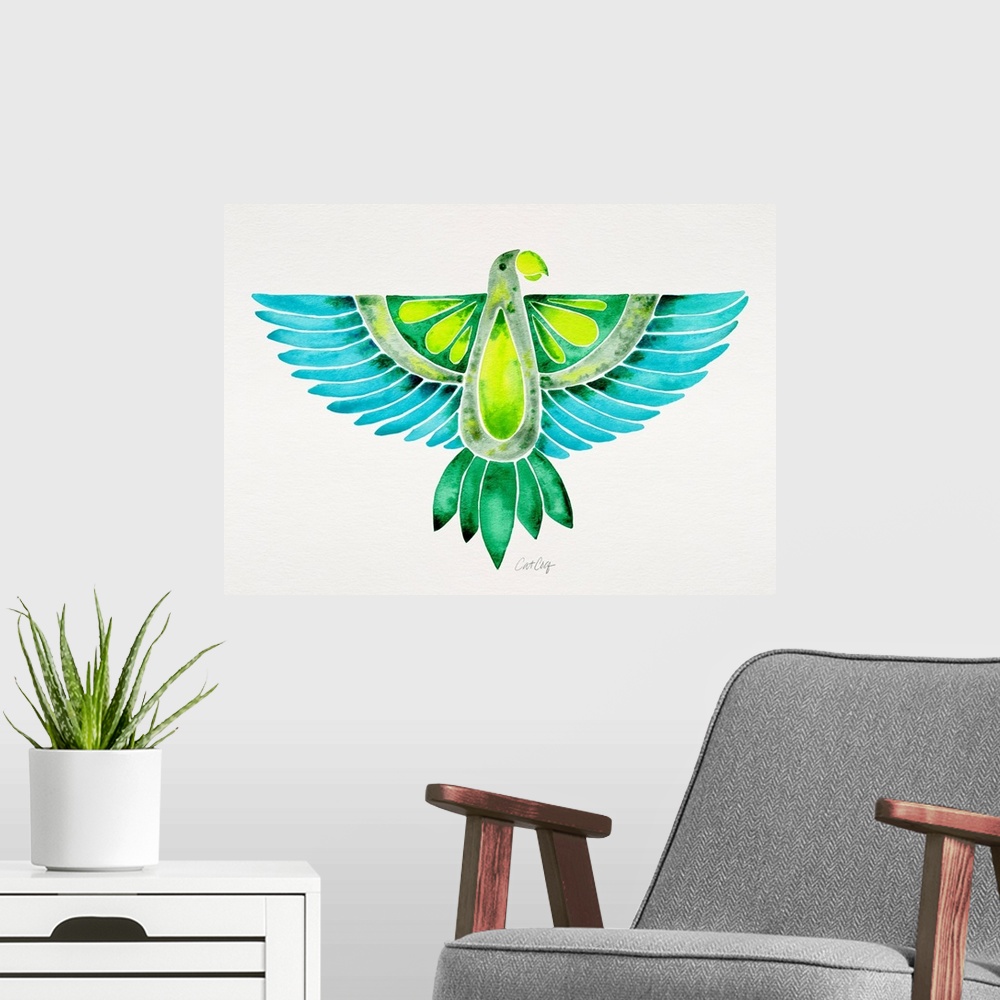 A modern room featuring Parrot
