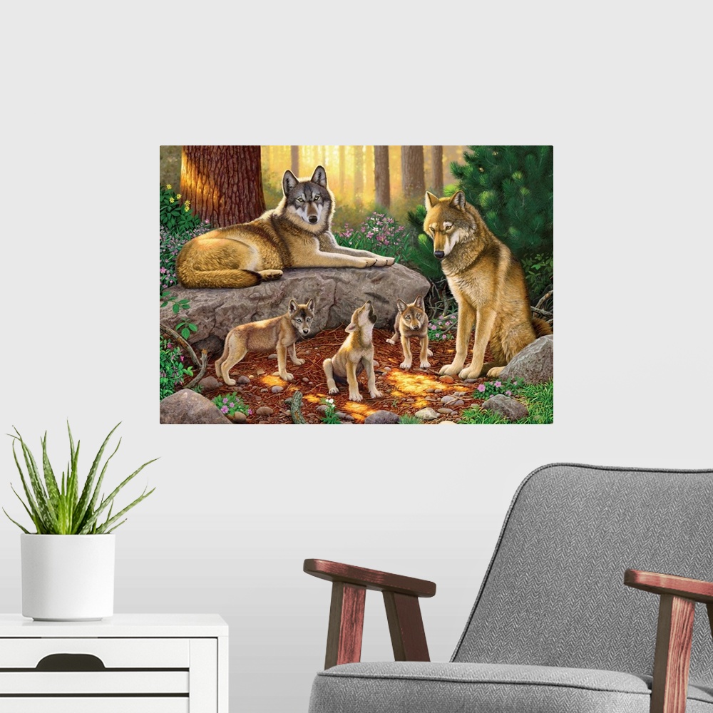 A modern room featuring A Family Of Wolves