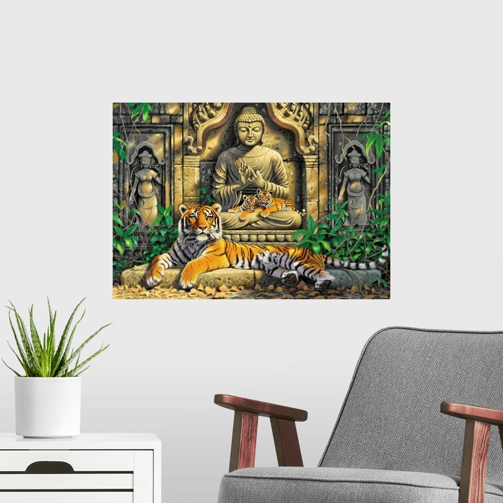 A modern room featuring Spiritual Hideaway-Tigers