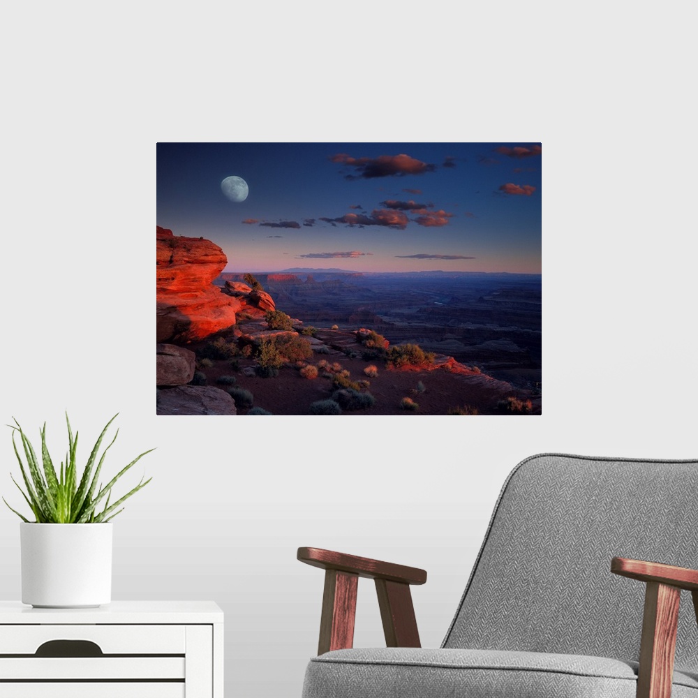 A modern room featuring Moon over Canyonlands National Park from Green River Overlook, Utah