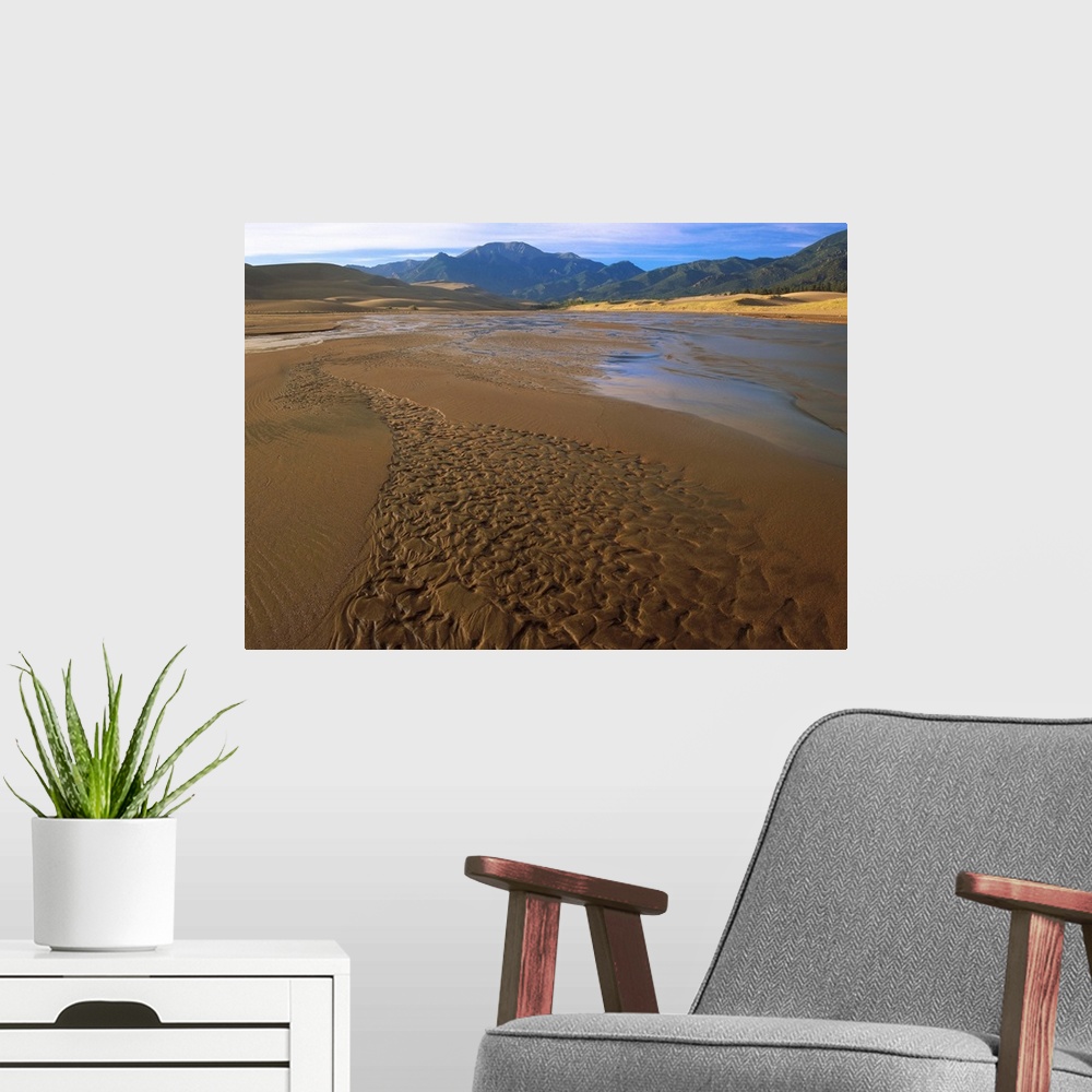 A modern room featuring Patterns in stream bed, Great Sand Dunes National Monument, Colorado