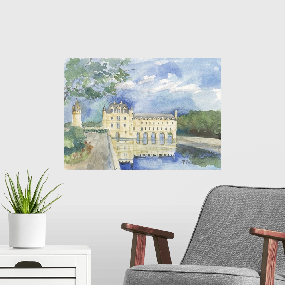 A modern room featuring Chateau Chenonceau