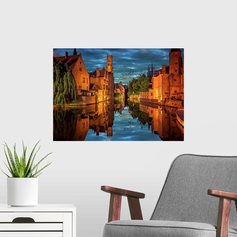 A modern room featuring Bruges