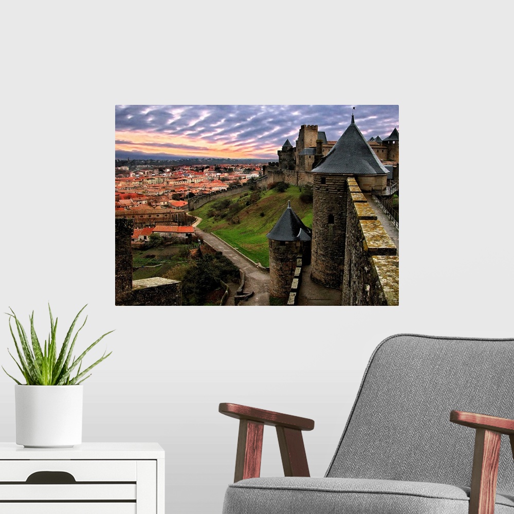 A modern room featuring Carcassonne is a fortified French town in the Aude department, of which it is the prefecture, in ...