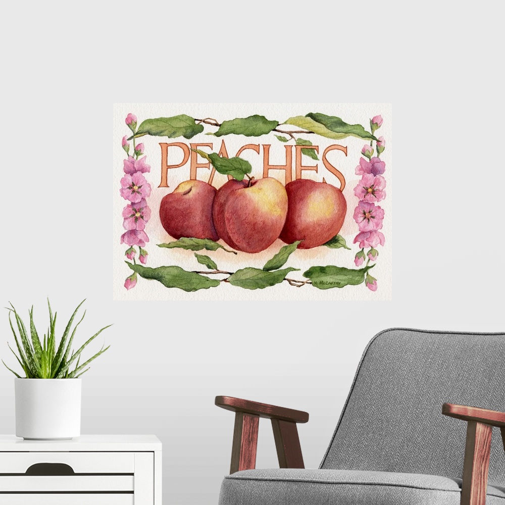 A modern room featuring Peaches