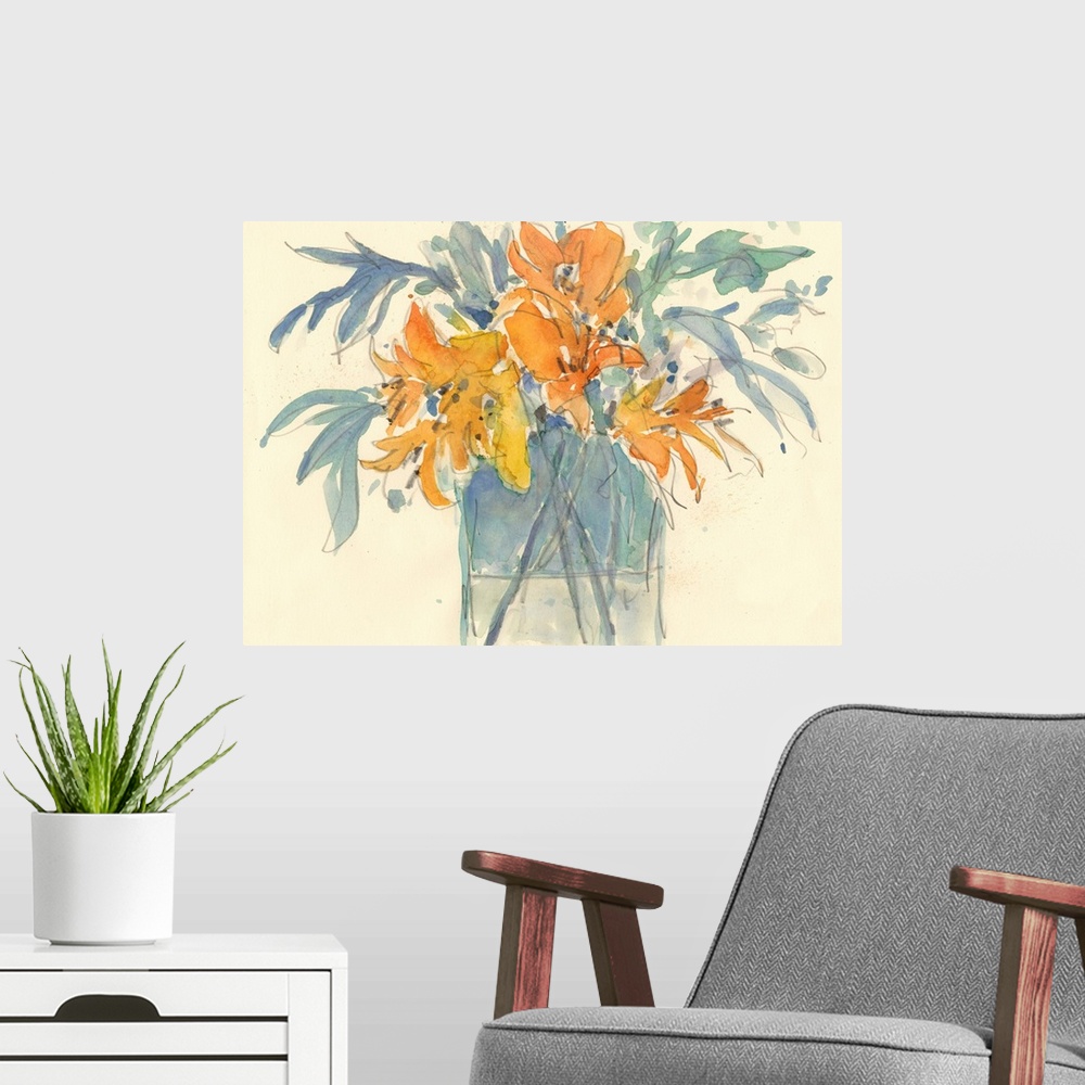 A modern room featuring Day Lily Moment II