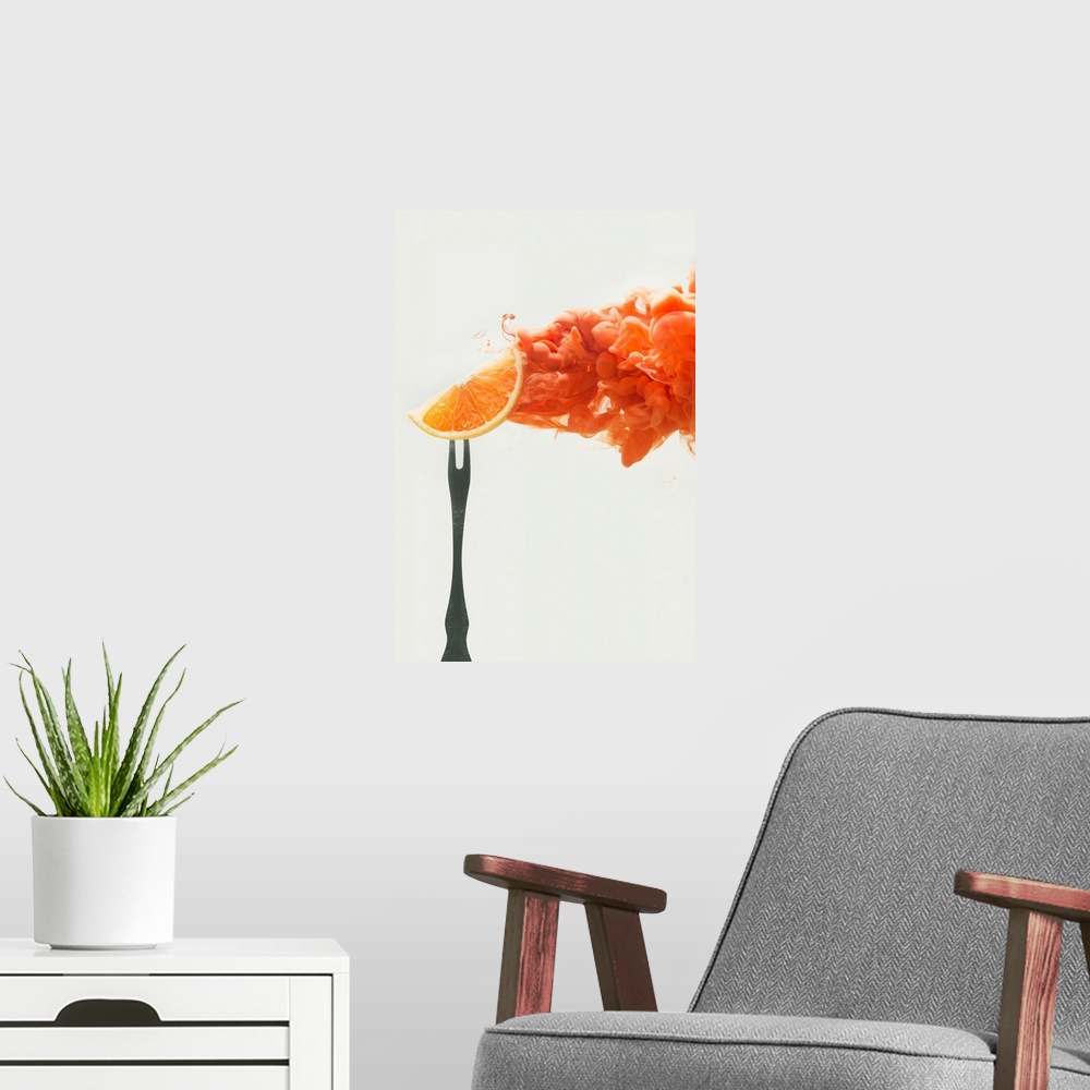 A modern room featuring Disintegrated Orange