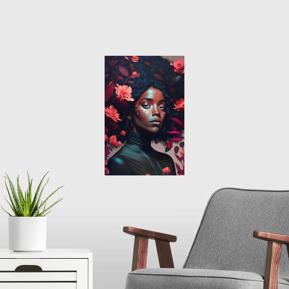 A modern room featuring Goddess Of The Flowers