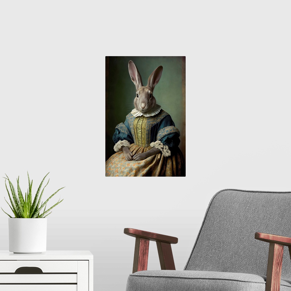 A modern room featuring Mrs. Bunny