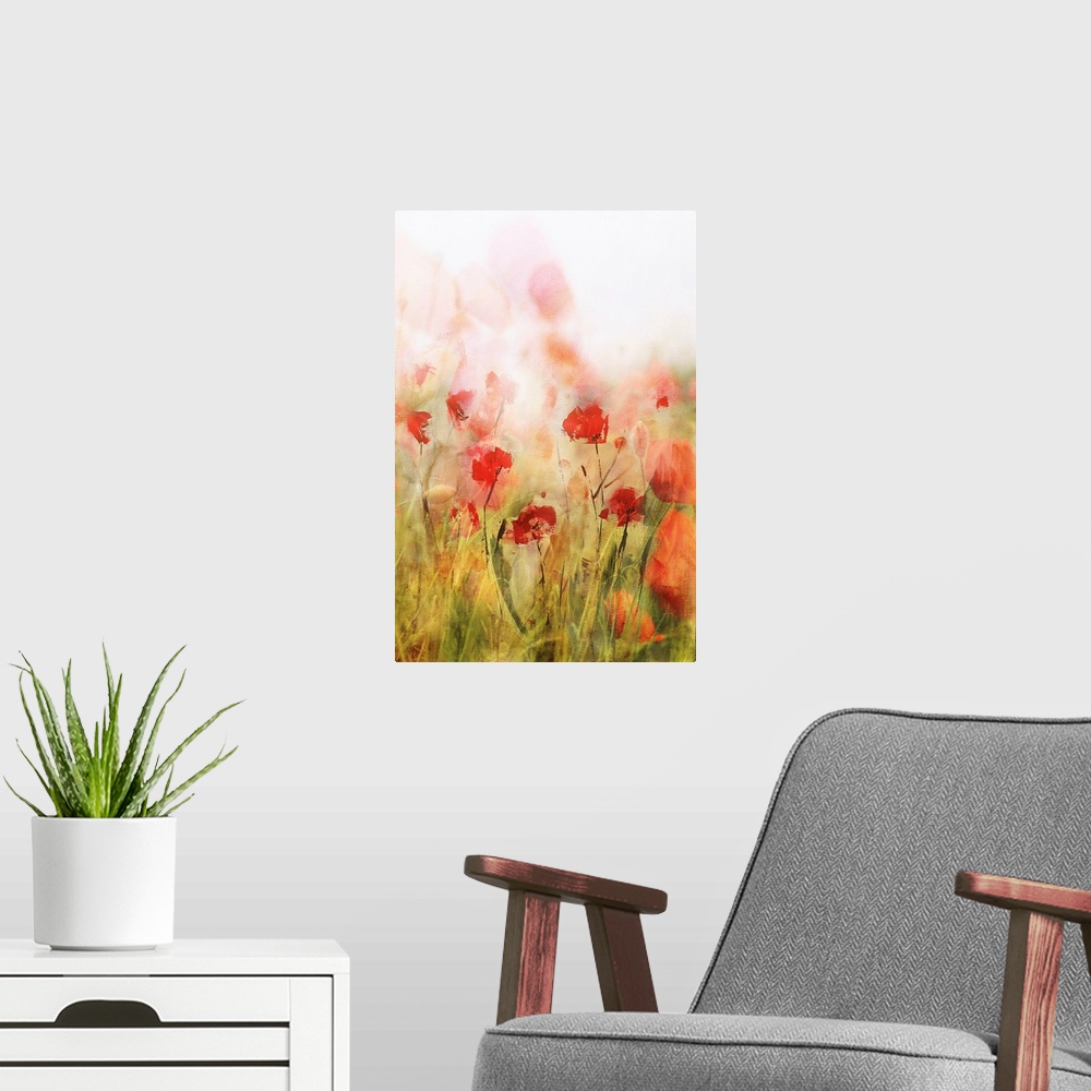 A modern room featuring Poppies IV