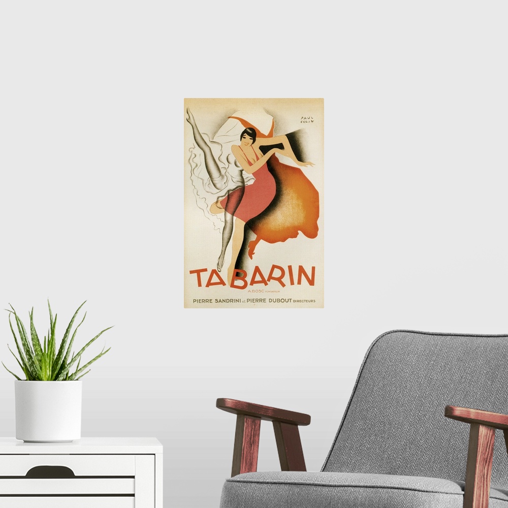 A modern room featuring 1920's France Tabarin Poster