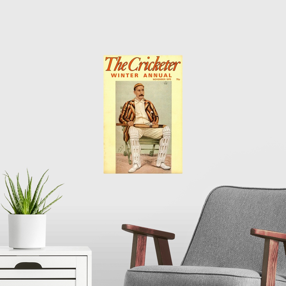 A modern room featuring 1970's UK The Cricketer Magazine Cover