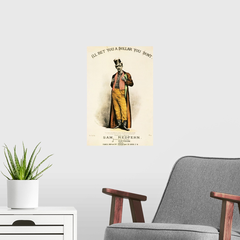 A modern room featuring 1870s UK I'll Bet You A Dollat You Dont Sheet Music Cover